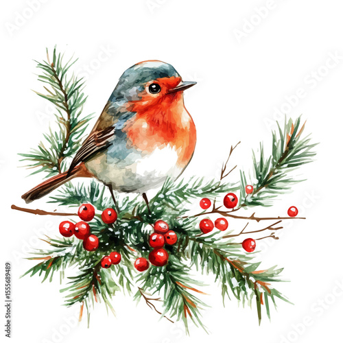 Christmas, watercolor clipart vector, isolated on a white background.