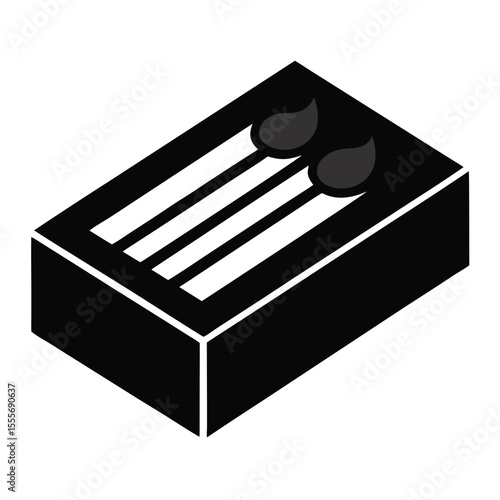 Black matchbox vector icon on white background.