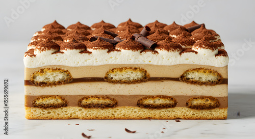 Tiramisu Cake Cross-Section with Ladyfingers and Cocoa