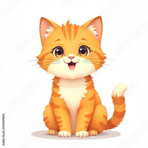 orange cat sitting anime style