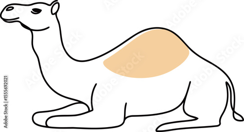 Sitting Camel with Highlighted Hump in Simple Line Art Style