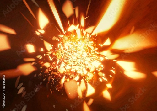 黒背景に爆発して燃焼した火炎の3dイラスト