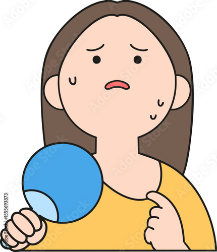 a fan of hot weather, a sweaty woman