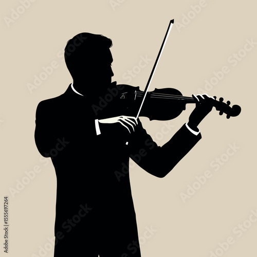 silhouette of a man with a violin