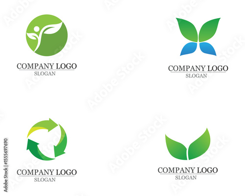 leaf green nature logo and symbol template Vector app