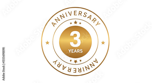 Gold 3 Year Anniversary Logo with Stars 1.