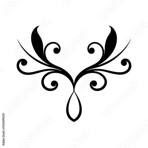 Simplistic Curved Flourish With Decorative Accents Style Vector Illustration