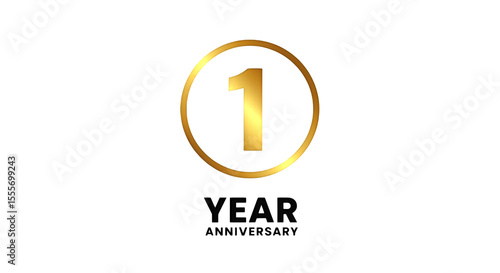 Gold Number One in Circle First Year Anniversary Graphic.