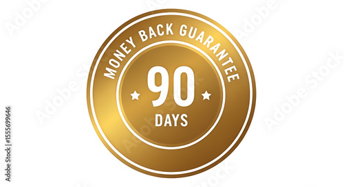 Golden Money Back Guarantee Seal with 90 Days Text and Stars.