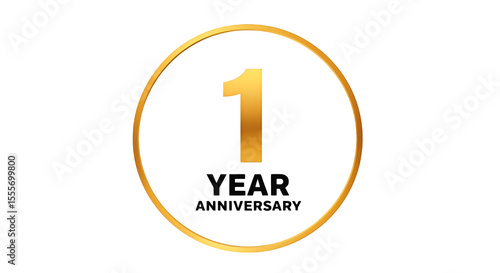 Golden One Year Anniversary Logo on Black Background 1.