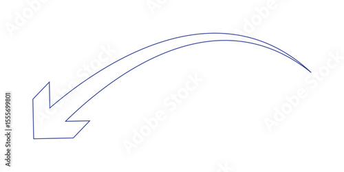 Long curve arrow icon. Long arrow. Curved arrow icon isolated on white background. Long curve arrow icon vector illustration.