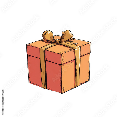 A Cheerful Orange Gift Box with a Bow, Perfectly Wrapped and Ready for Celebration, Symbolizing Joy, Surprise, and Thoughtfulness in Gifting Moments