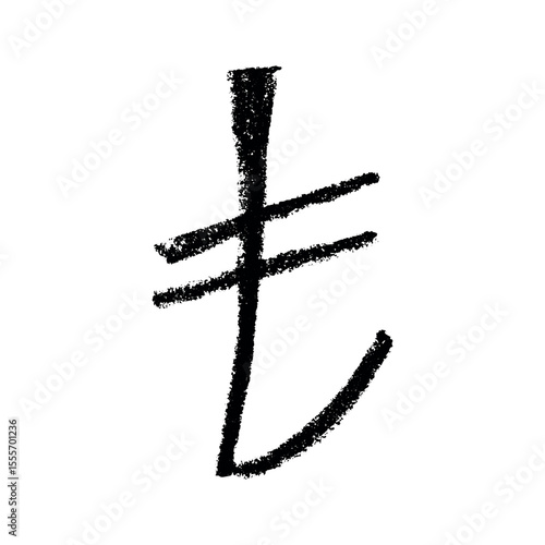 Hand drawn turkish lira currency symbol. Brush stroke doodle. Single element for design