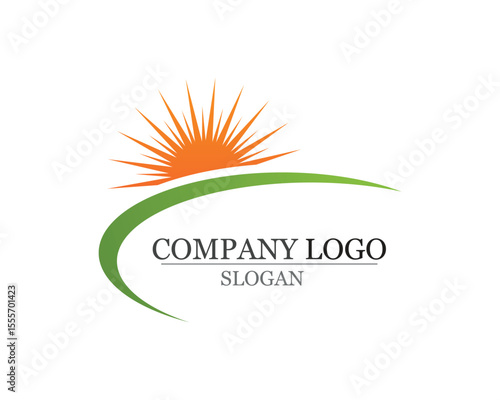 Sun logo and symbols star icon web Vector