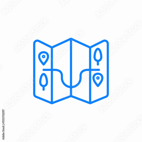map with route and markers icon sign vector