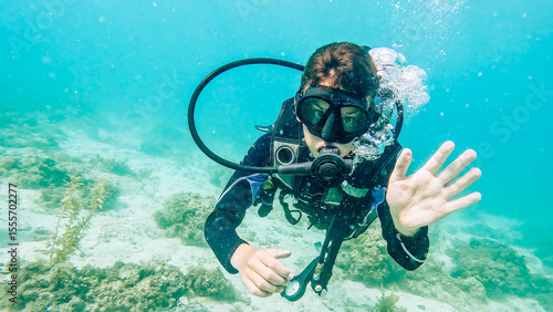 A child diving at Malapascua island, Cebu, Philippines