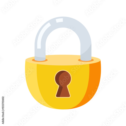 Secure Yellow Padlock with Silver Shackle Isolated on White Background for Safety and Security Concepts