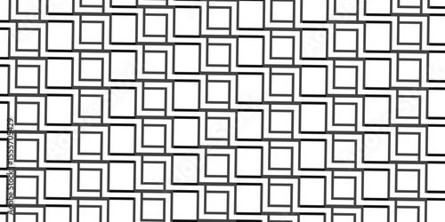 Seamless geometric pattern. Black and white lines abstract texture.  White square paneling on the wall .