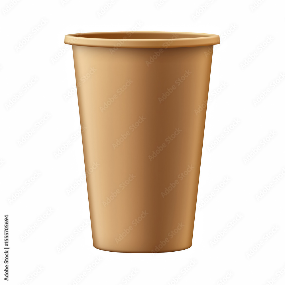 Tall brown paper cup with smooth rim isolated on white background Tall brown paper cup with smooth rim isolated on white background