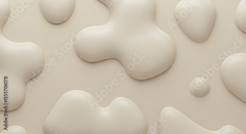 Wallpaper Mural Abstract background with organic fluid shapes in cream and beige tones, creating a smooth and tactile visual texture with subtle shadows and highlights, evoking a sense of calm and purity Torontodigital.ca