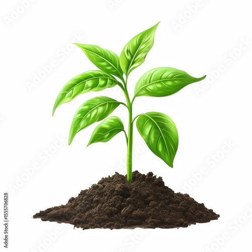 Wallpaper Mural Young green plant growing in soil isolated on white background Torontodigital.ca