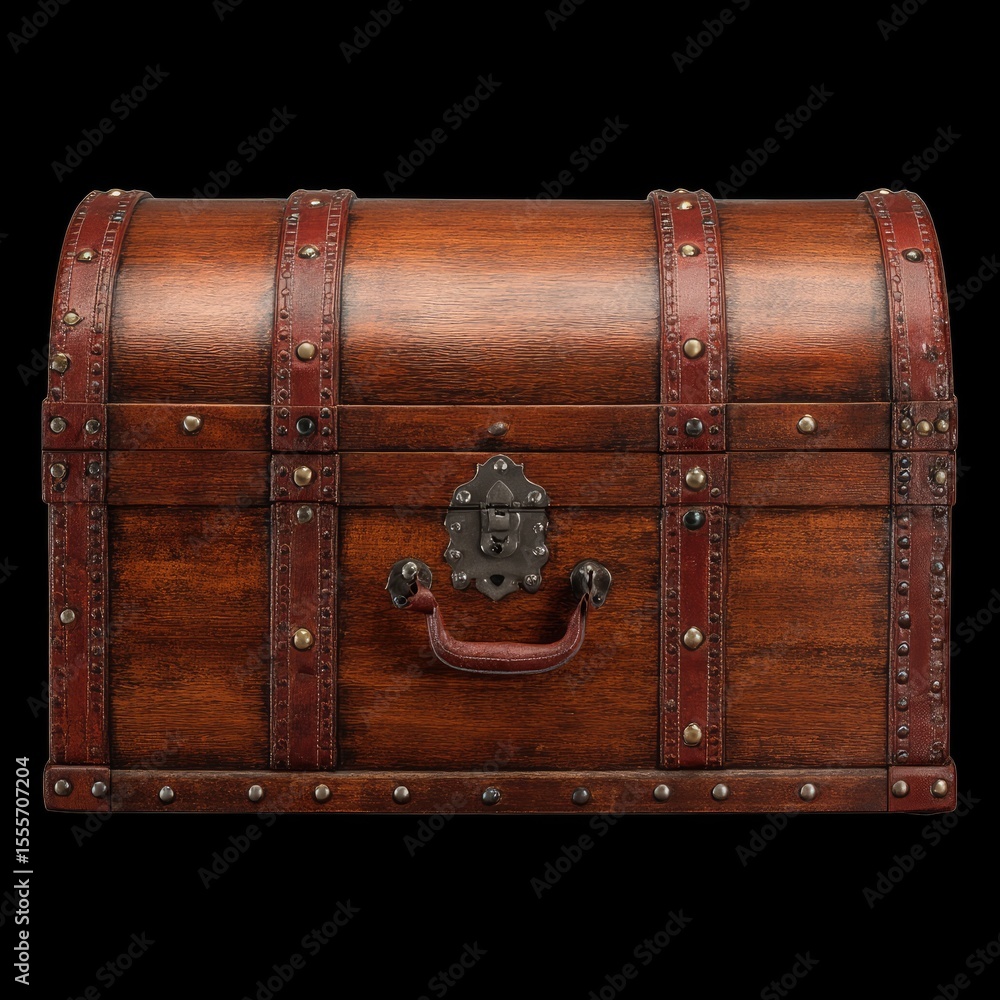 Fototapeta premium Vintage Wooden Treasure Chest with Decorative Metal Accents