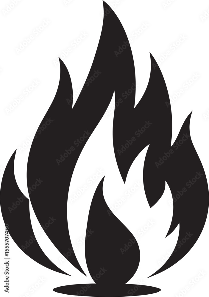 Classic Fire Flame Silhouette in Black | Vector Style Burning Illustration Classic Fire Flame Silhouette in Black | Vector Style Burning Illustration