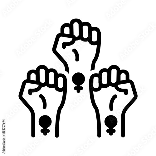 Vector solid black icon for Feminist movement