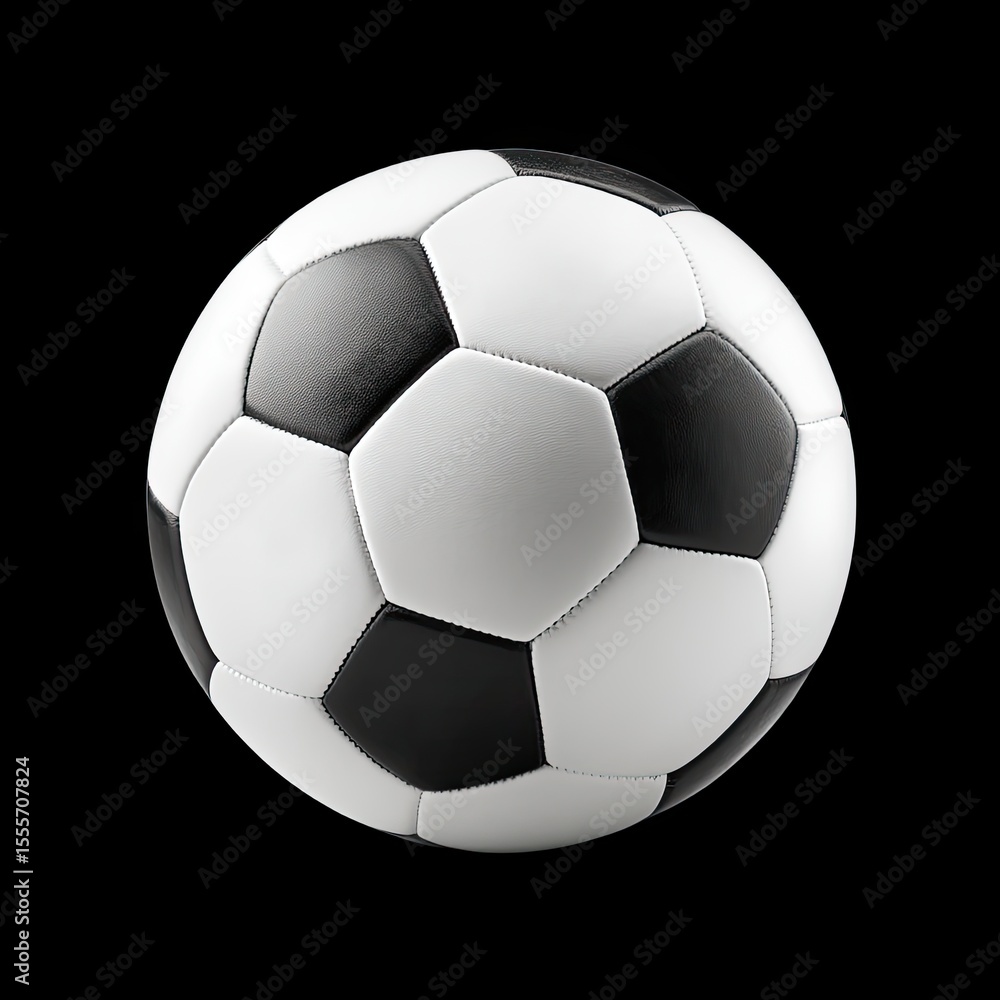 Fototapeta premium Classic Soccer Ball on a Black Background for Sports Theme Design