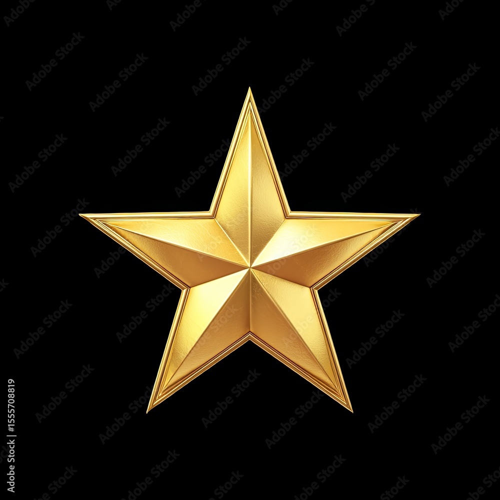 Obraz premium Golden Five-Pointed Star on Black Background for Creative Use