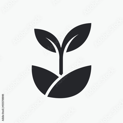 sprouted grain icon. seed germination. organic farming and agriculture symbol.