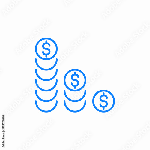 decreasing funds icon sign vector