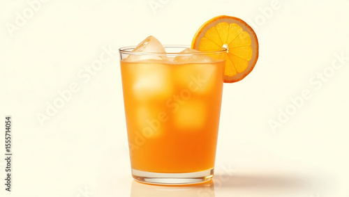 Wallpaper Mural Refreshing Iced Orange Juice Drink with Lemon Garnish in Tall Glass, Studio Shot, White Background, Summer Beverage Concept, Clean and Vibrant. Torontodigital.ca