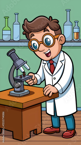 scientist with microscope
