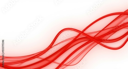 Abstract Red Wavy Lines on White Background - Dynamic Modern Design