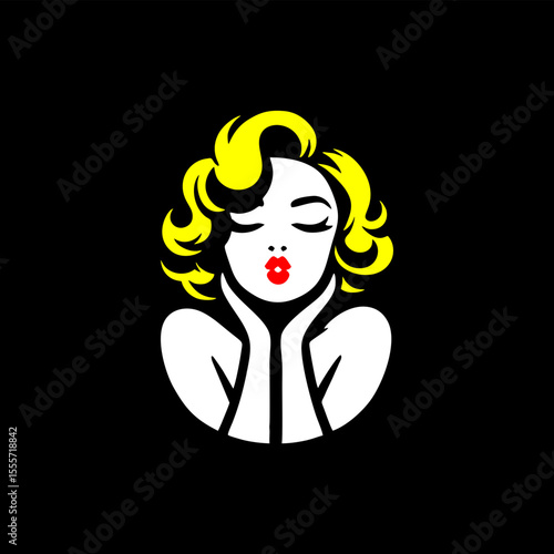 simple illustration of pinup girl silhouette kiss pose	

