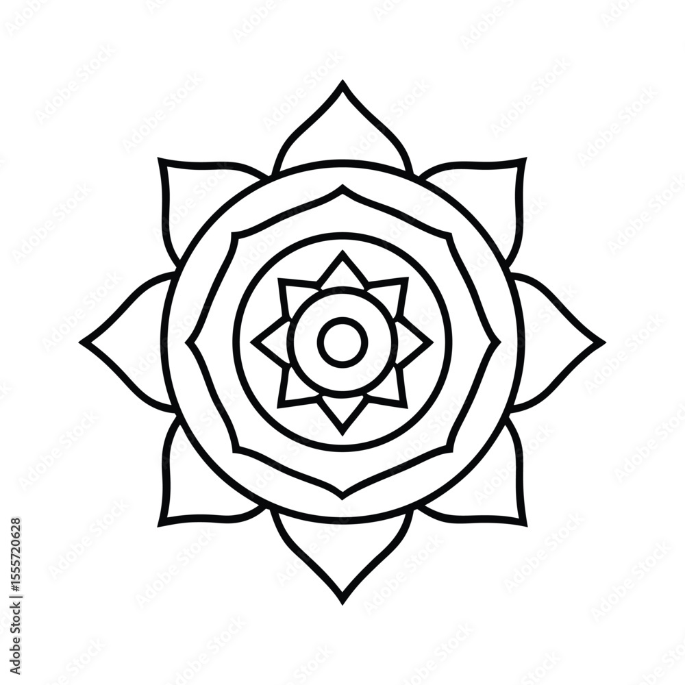 Fototapeta premium Vibrant chakra energy inspired mandala design with geometric patterns and spiritual symbolism on a clean white background