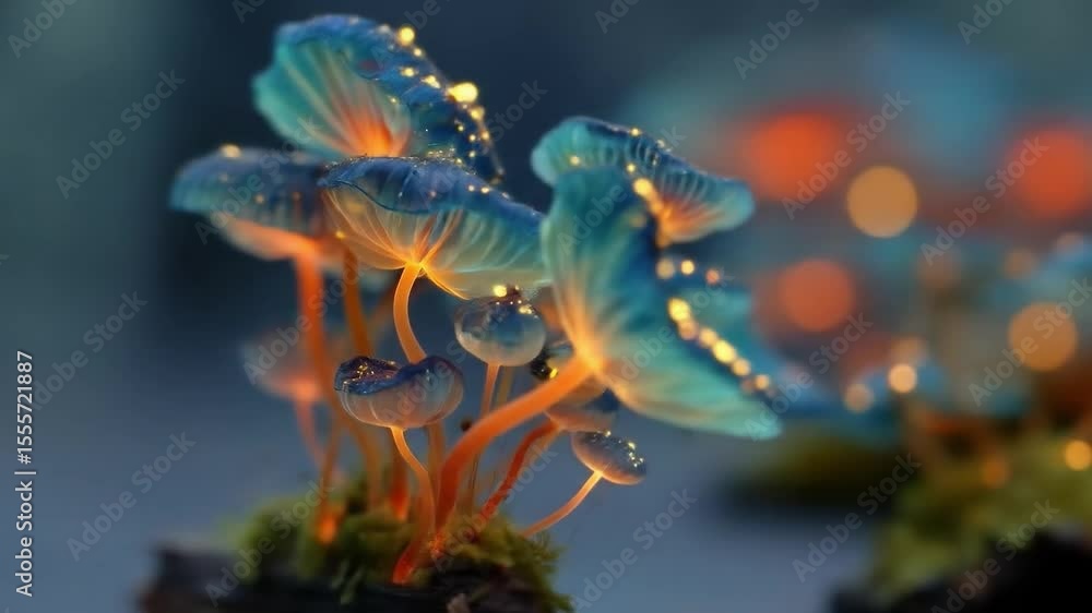 Glowing Blue Mushroom Cluster Glowing Blue Mushroom Cluster