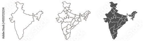 India map – vector illustration of states and political boundaries