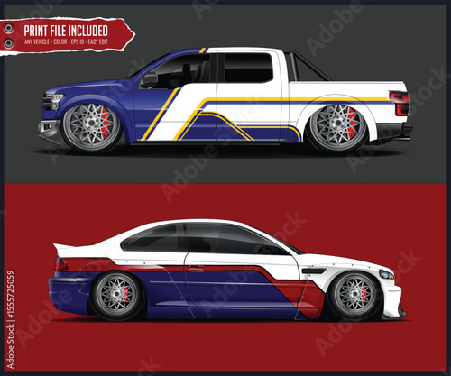 Custom Car Wraps for Pickup Truck and Sports Car
