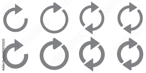 rotation icon collection, circle arrow icon. refresh icon, reload icon. circular arrow icon vector illustration