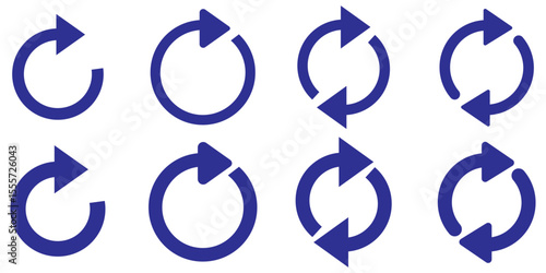 rotation icon collection, circle arrow icon. refresh icon, reload icon. circular arrow icon vector illustration