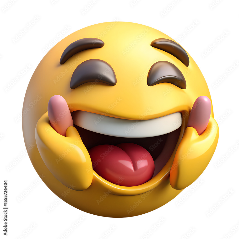 Fototapeta premium 3D Laughing Face Emoji Tears of Joy PNG - Happiness Icon