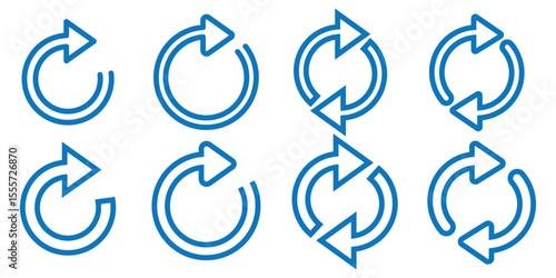 circle arrow icon set. circular arrow icon, refresh, reload, rotation arrow icon symbol sign, vector illustration