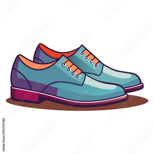 Stylish teal oxford dress shoes with orange laces and accents