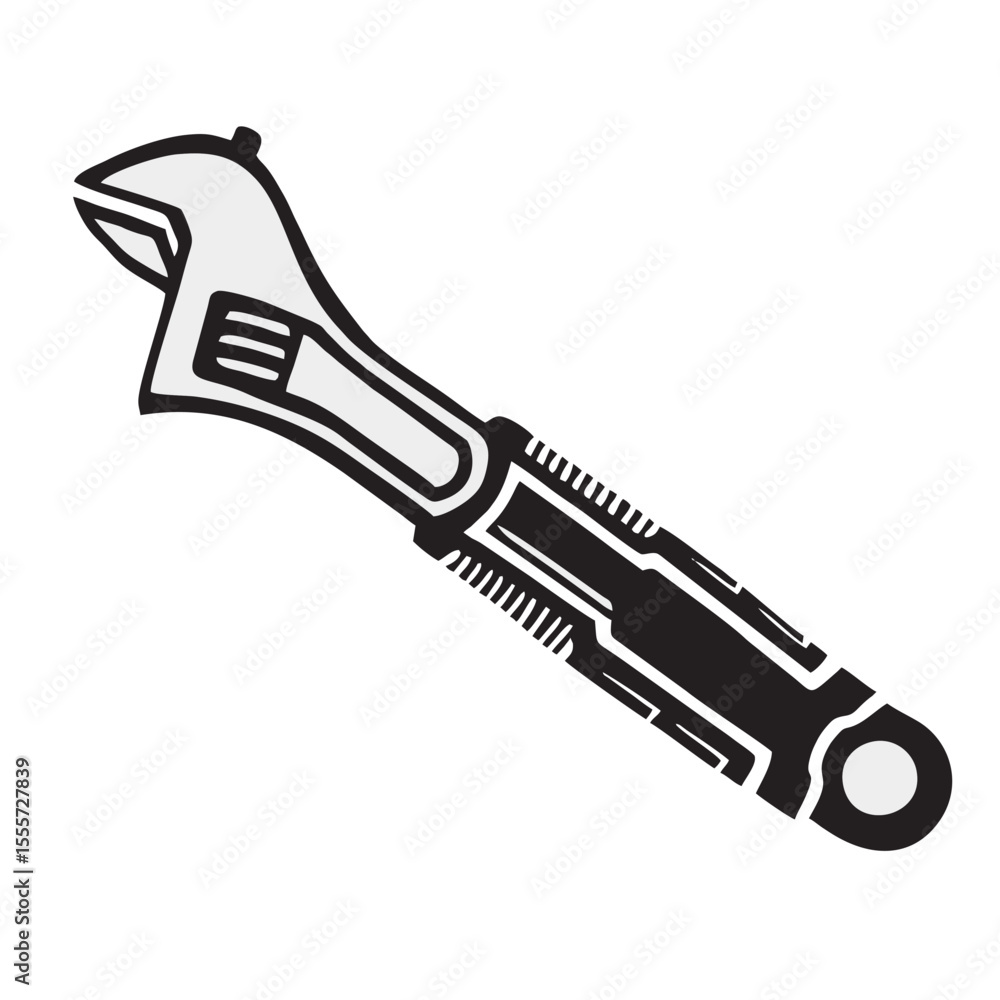 Obraz premium Silhouette image of a wrench on a white background
