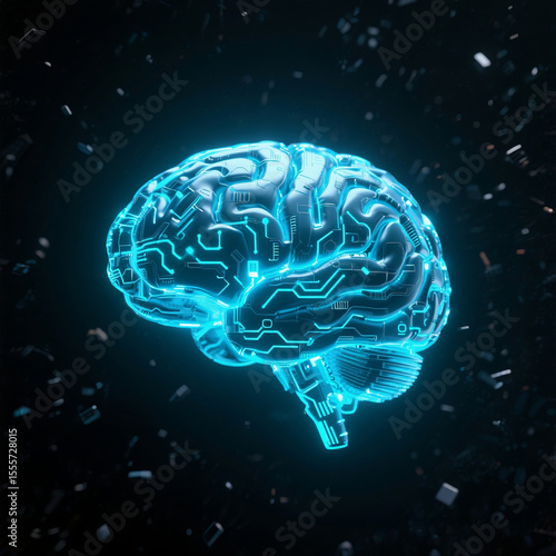 Futuristic AI Brain with Glowing Circuits