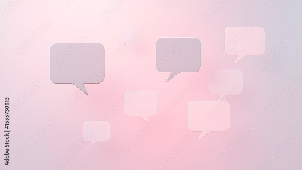 Modern feedback concept with floating speech bubble shapes on a soft gradient background. Modern feedback concept with floating speech bubble shapes on a soft gradient background.