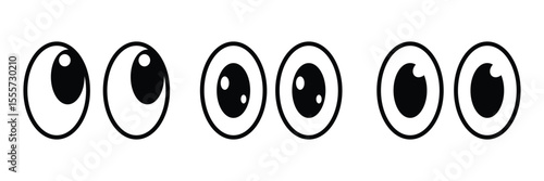 Cartoon eyes in various positions isolated on white background show expression
