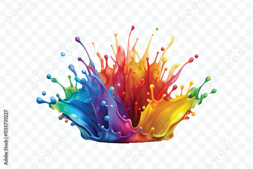 realistic 3d smooth acrylic paint stain or  paint splash and explosion isolated on transparent background